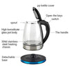 1.8L Electric Glass Kettle Tea Kettle Double Metal Temperature Control with LED Light