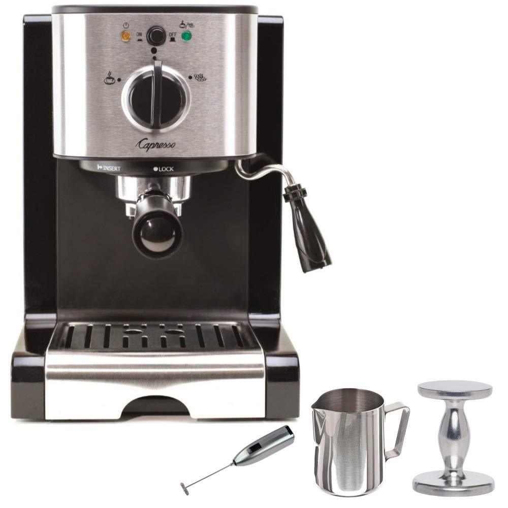 Capresso EC100 Pump Espresso and Cappuccino Machine with Frother and Pitcher Accessory Bundle (4 Items)