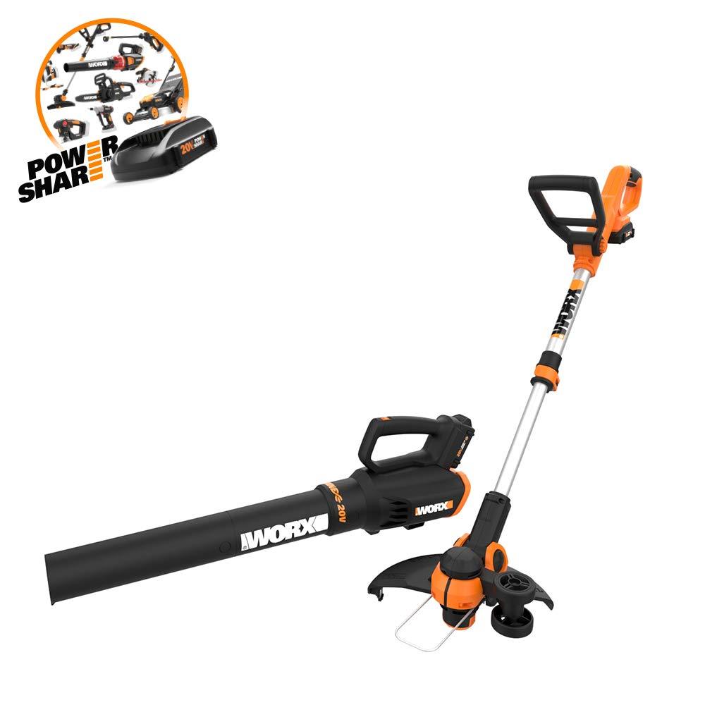 WORX WG929.1 GT3.0 Grass Trimmer WG162 and 20V (2.0Ah) Power Share Cordless Turbine Blower WG547