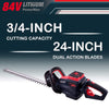 Worth Powerful 84-Volt Max Lithium Battery 24-in Dual Action Blade Cordless Hedge Trimmer 3/4-IN Cutting Capacity - L705A00