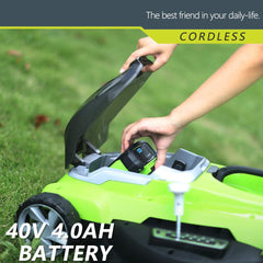 Best Partner 40V Max Lithium Cordless Lawn Mower,16-Inch,4.0AH Battery and Charger Include