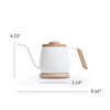 SimpleReal - Pour Over Coffee Kettle with Thermometer, TAMAGO Japanese Style Gooseneck Single Serve Kettle for Drip Coffee and Tea, Stainless Steel body with wooden lid, 12 oz