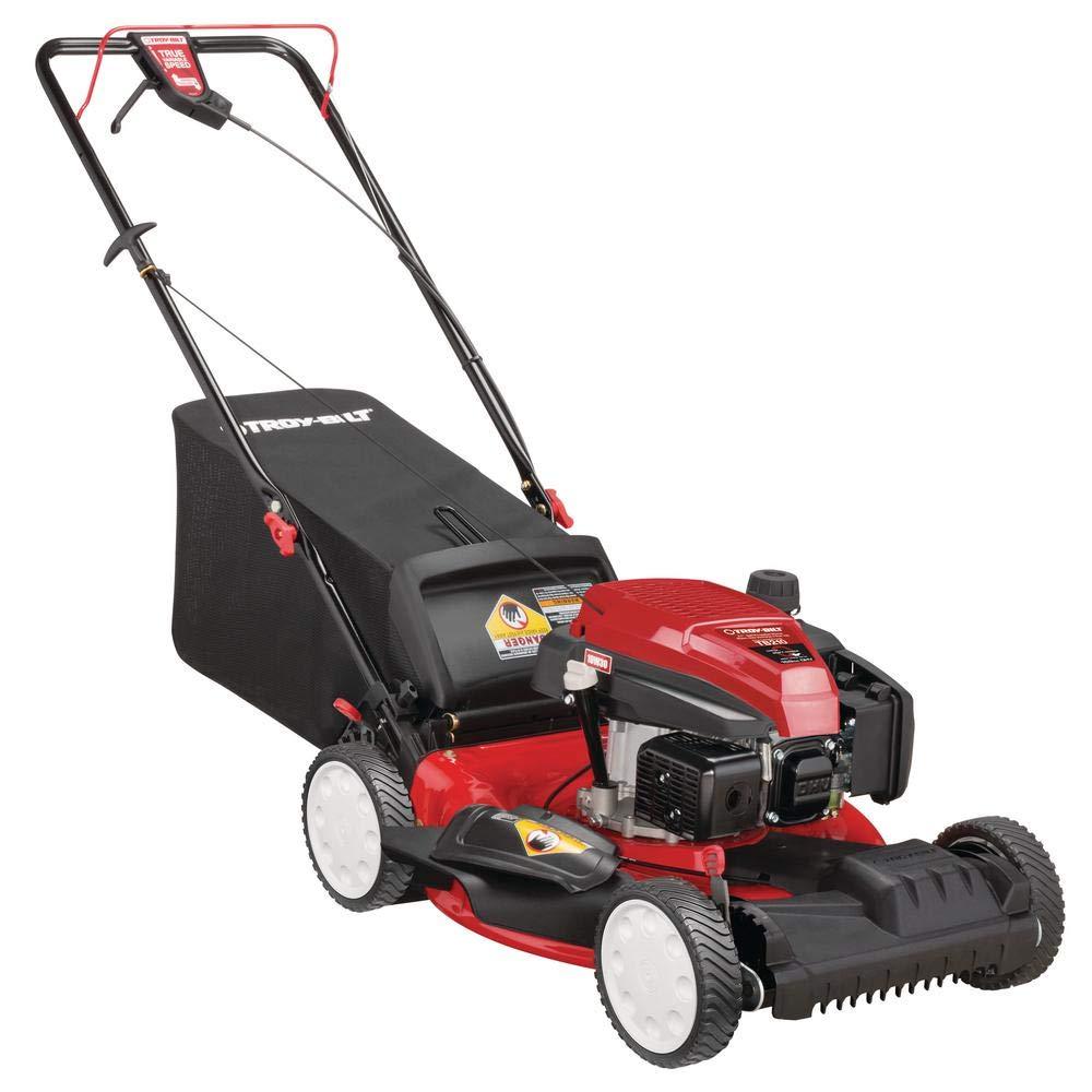 Troy-Bilt 21 in. 159 cc Gas Walk Behind Self Propelled Lawn Mower with Check Don't Change Oil, 3-in-1 Triaction Cutting System