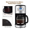 Posame Thermal Automatic Programmable Coffeemaker, 24 Hours Brew Timer, LED Digital Screen, 12-Cup Glass Carafe, Removable Mesh Filter Basket, Black/Stainless Steel