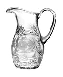 Barski - Hand Cut - Mouth Blown - Crystal Pitcher - with Handle - With Rose Design - 54 oz. - Made in Europe