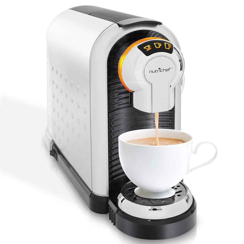 Automatic Coffee Pod Espresso Machine - Electric Capsule Pods Pro Auto Home Brewer Maker w/Brew Cup Sizes, 27oz Water Tank, Quick Heating, Compatible w/Nespresso Capsules - NutriChef PKNESPRESO60