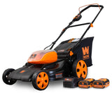 WEN 40439 40V Max Lithium Ion 19-Inch Cordless 3-in-1 Electric Lawn Mower with Two Batteries, 16-Gallon Bag and Charger